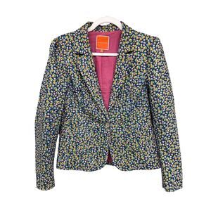 Modcloth Women's Garden Floral Blazer Cotton blend Prairie Long Sleeve Medium